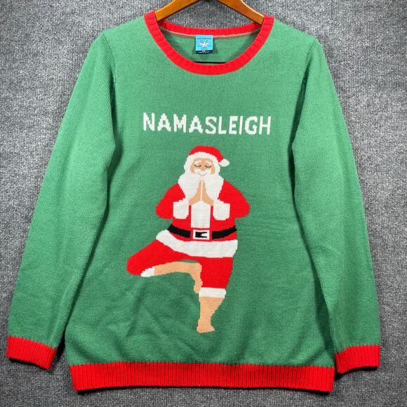 Norther Pole Christmas Sweater Men's XXL Green/Red Namasleigh Knit Acrylic - Picture 1 of 10